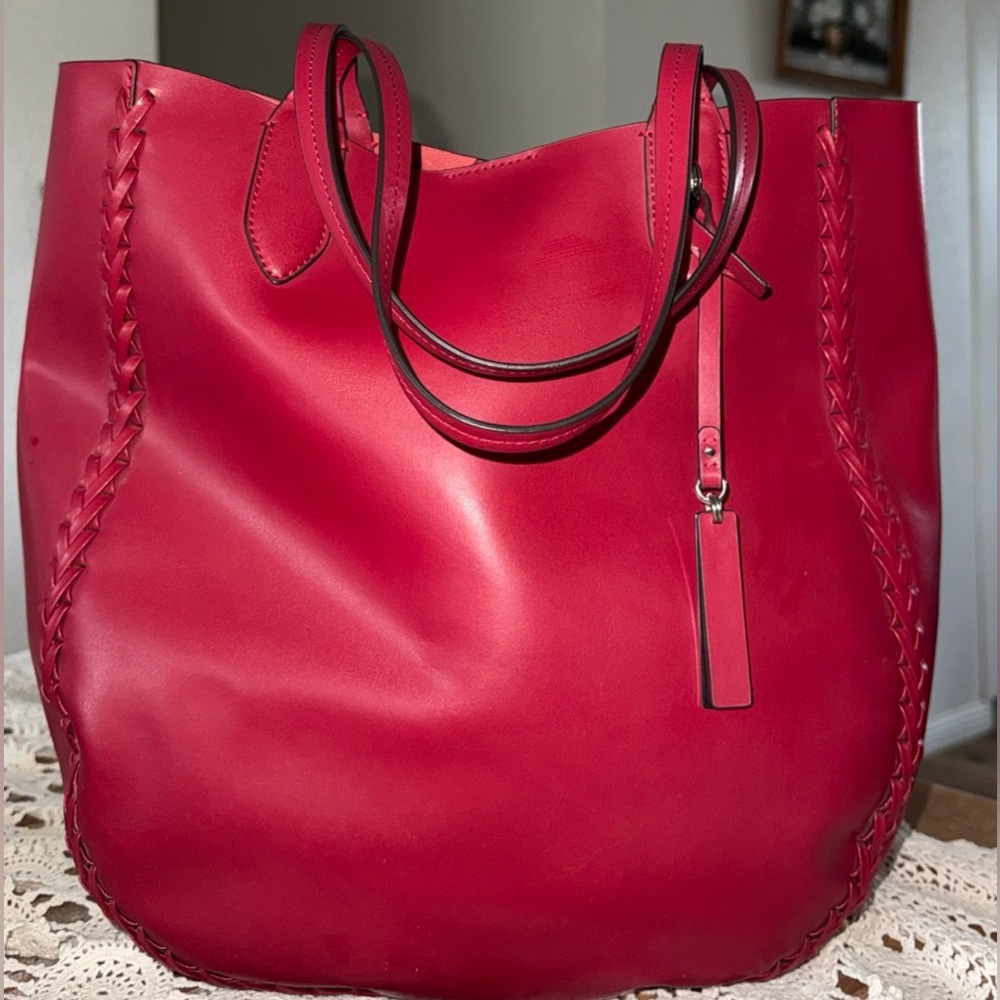 Vince Camuto Red Leather large Tote NWOT